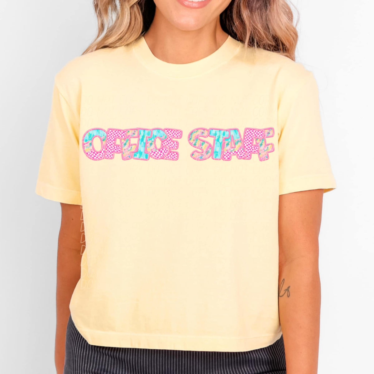 Office staff pink checkered (CITY) 97108 DTF transfer