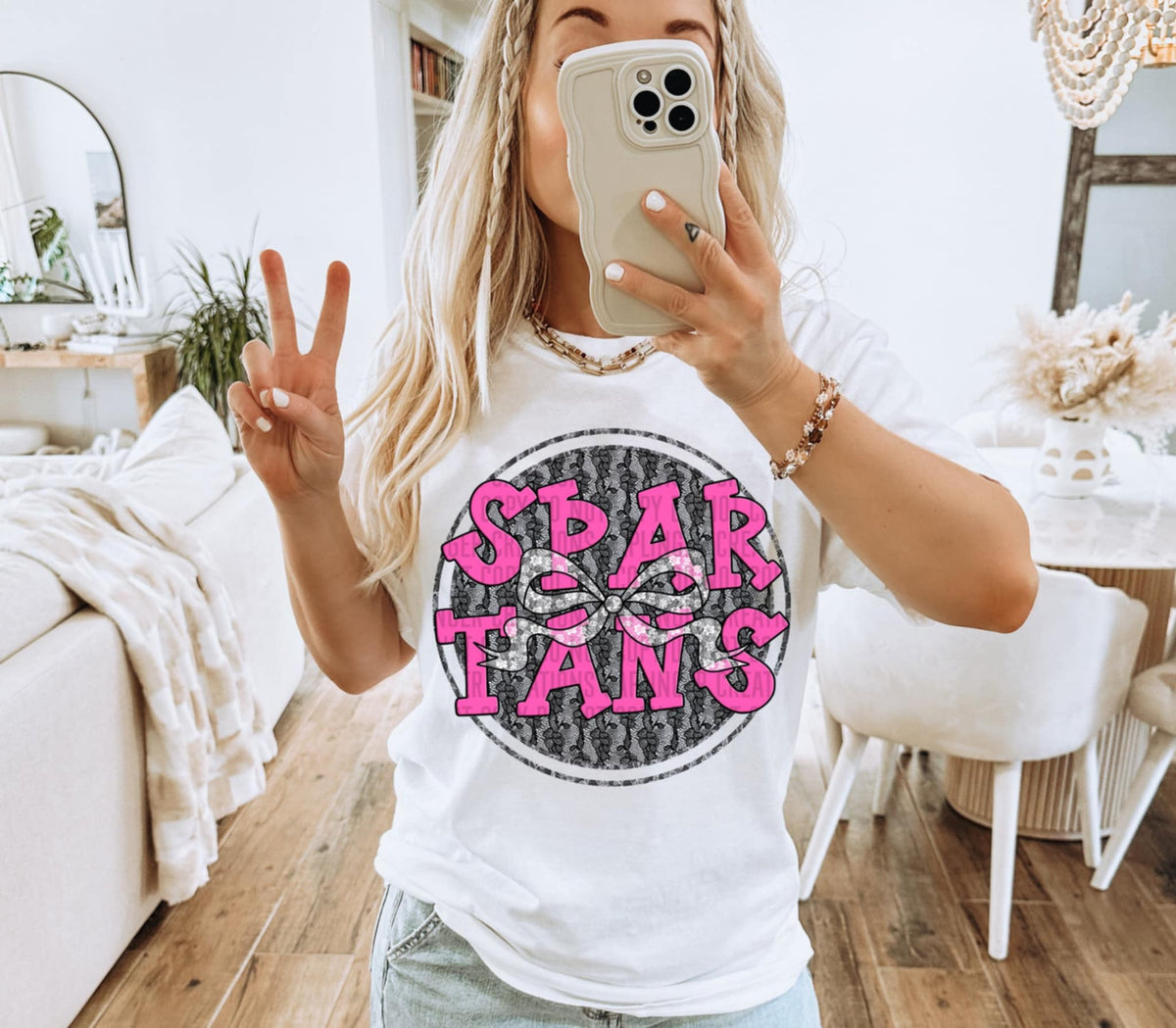 Spartans pink font circle (Caplinger) 87605 DTF transfer