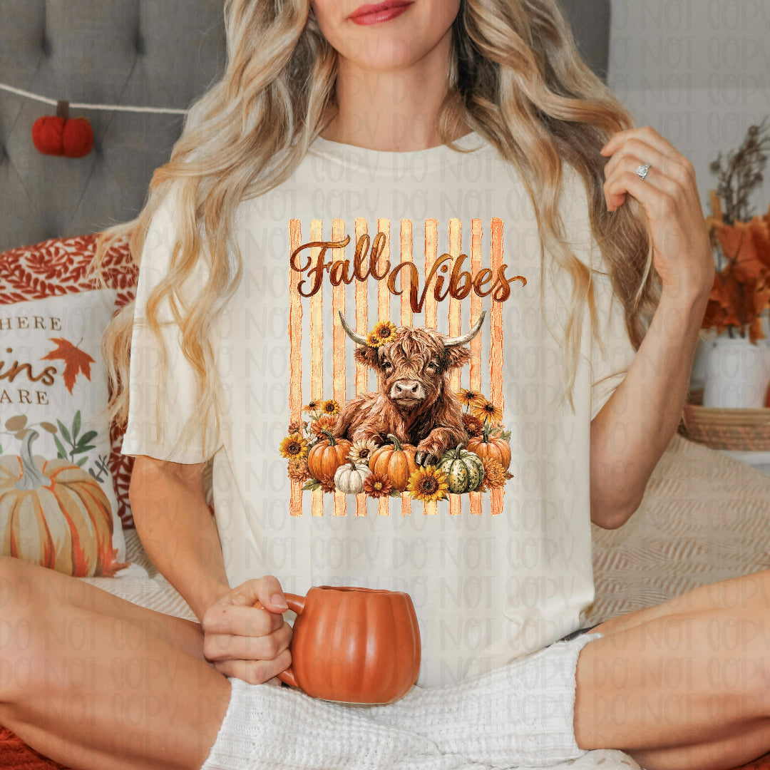 Fall vibes highland cow Sunday Special DTF transfer