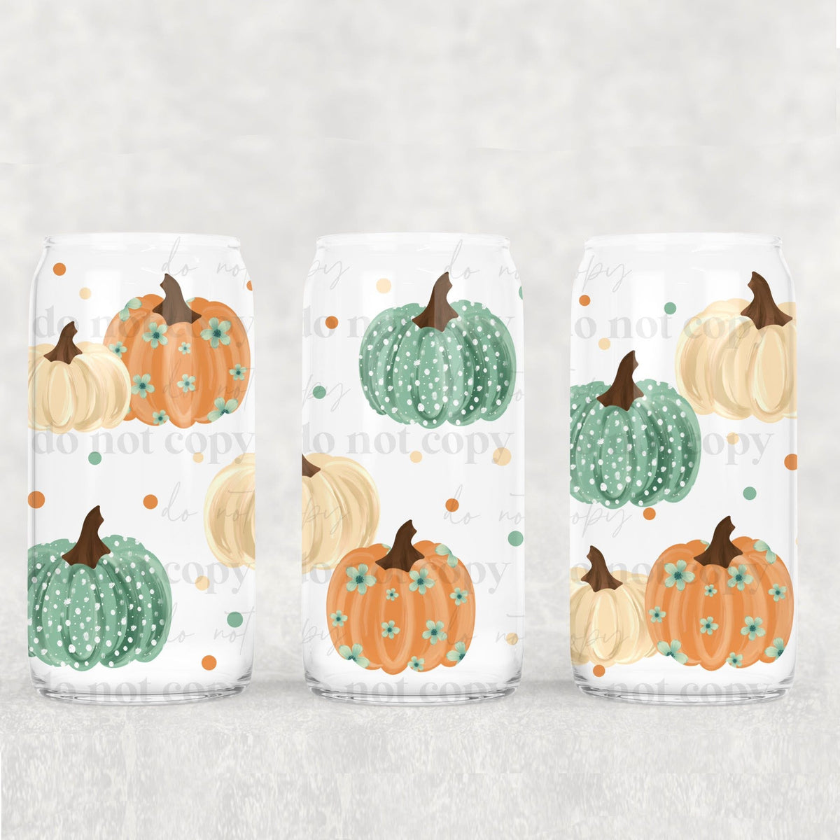 Orange green and tan pumpkins (CSC) UV DTF WRAP