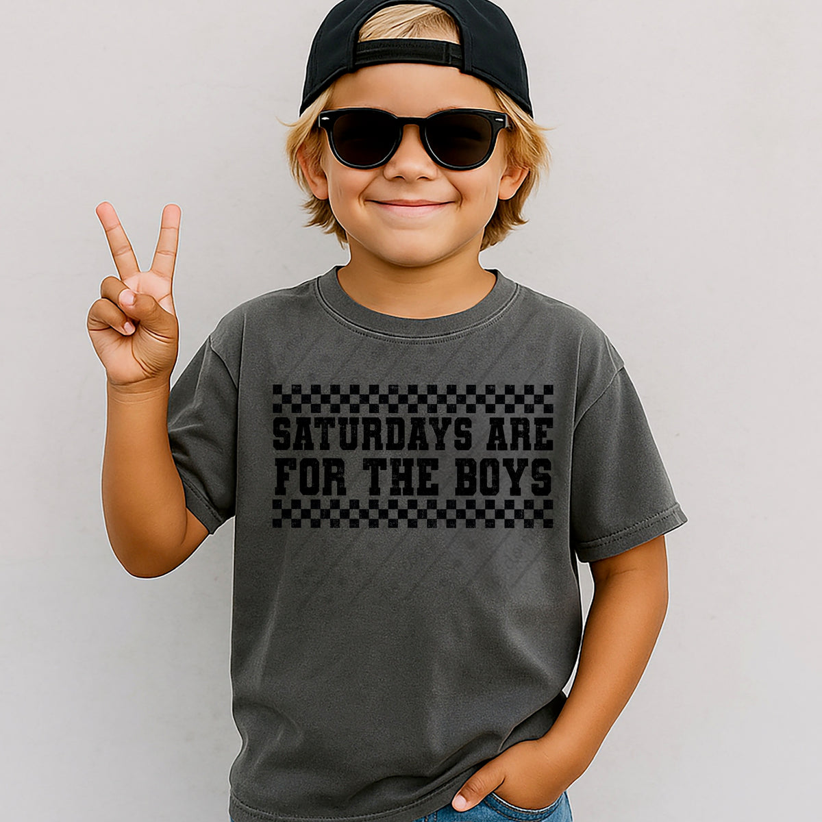 Saturdays are for the boys BLACK (scarlow) DTF transferH