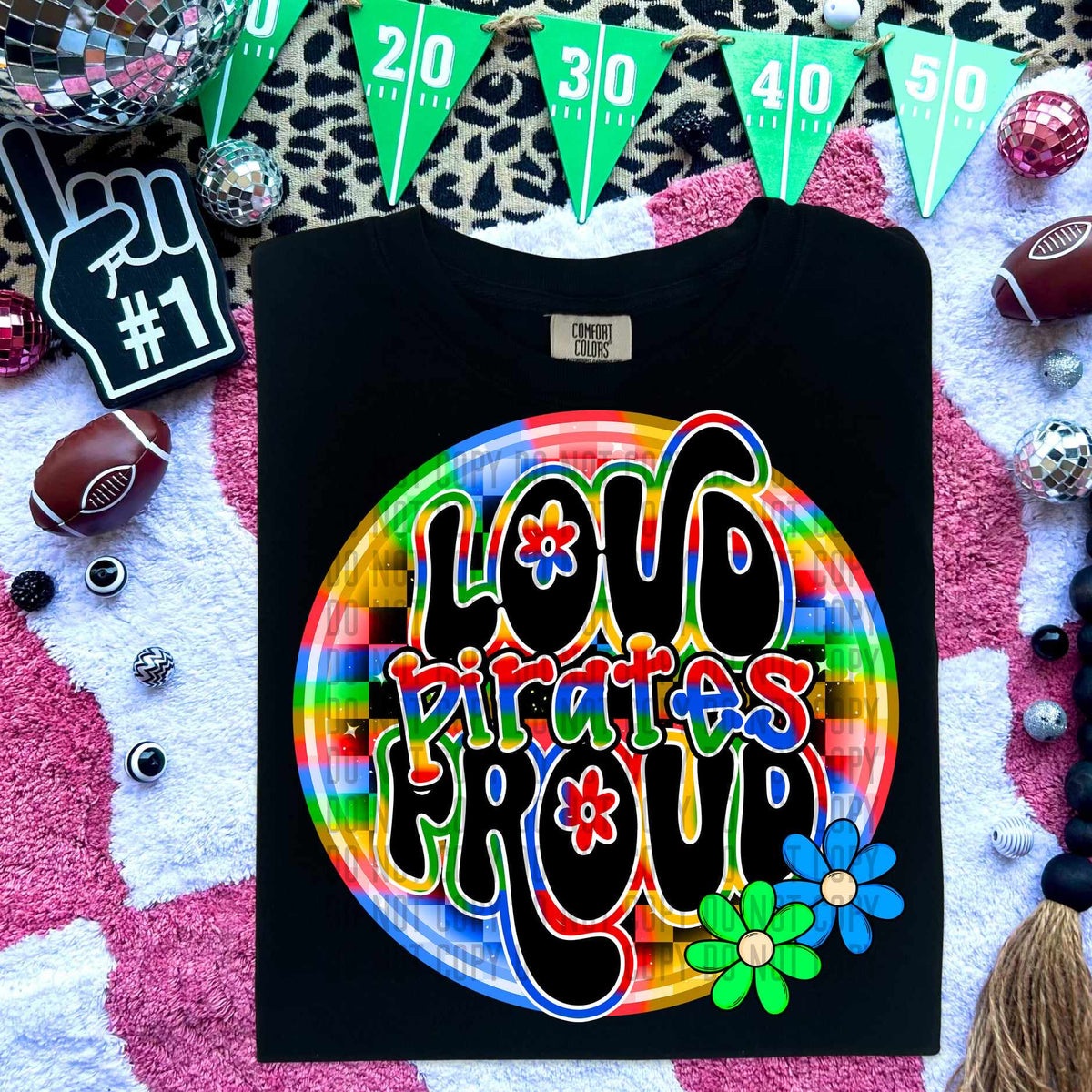 Loud proud pirates colorful checkered circle (caplinger) 52988 DTF transfer