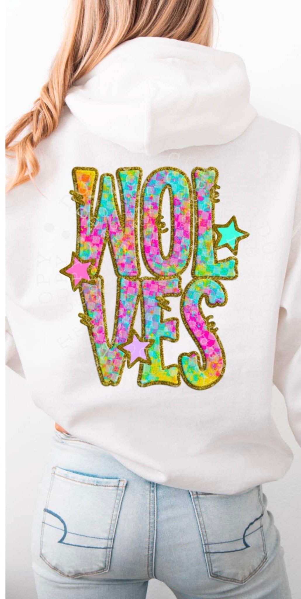 Wolves colorful checkered (C’s) 91520 DTF transfer