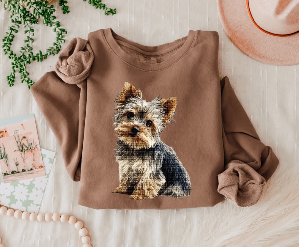 Needlepoint Yorkie (s&g) DTF Transfer