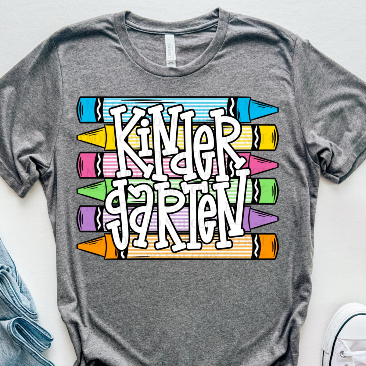 Kindergarten striped crayons ABD DTF transfer