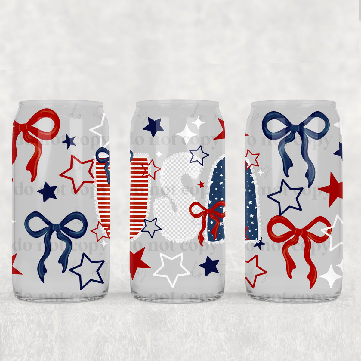 USA bows and stars (CSC) UV DTF WRAP
