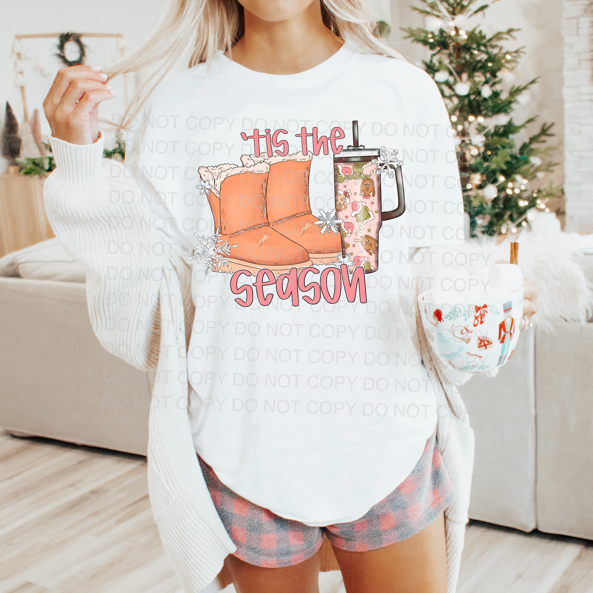 Tis the season (boots and pink tumbler) 56013 DTF transfer