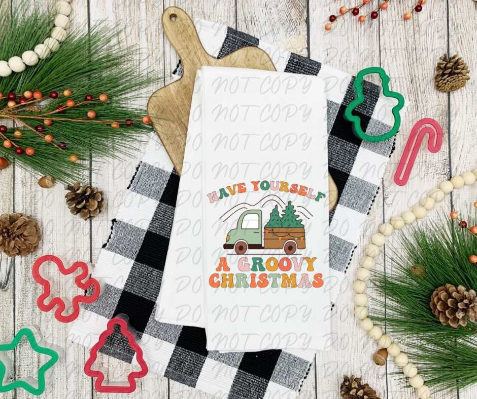 Have yourself a groovy Christmas truck (vintage) 67284 DTF transfer