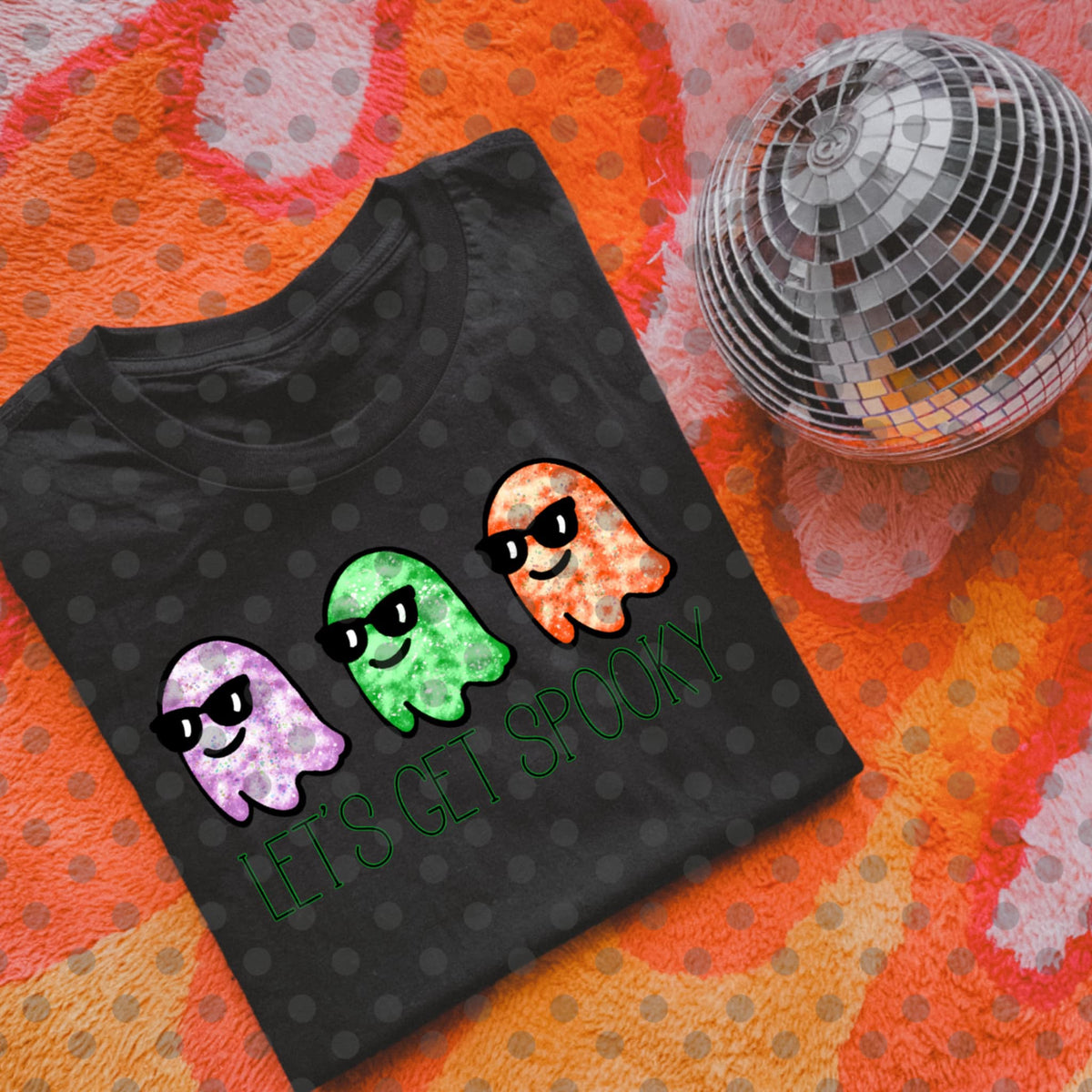 Lets Get Spooky with three ghosts DTF transfer