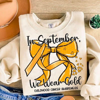 In September we wear gold bow 58257 DTF transfer