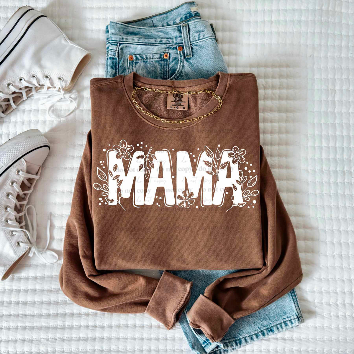 Mama flowers WHITE (CSC) 79483 DTF transfer