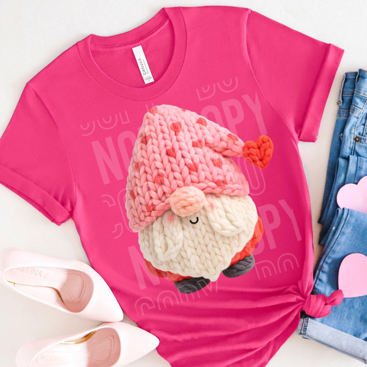 Valentines Faux Yarn Gnome (SBB) DTF transfer