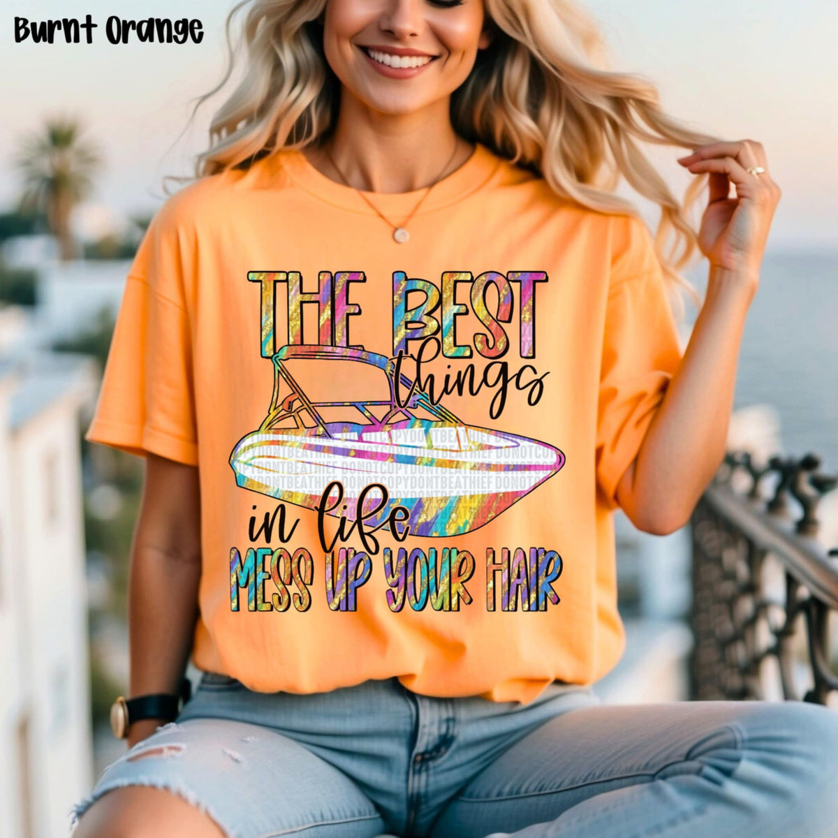 The best things in life mess up your hair speed boat (SDD) 94678 DTF transfer
