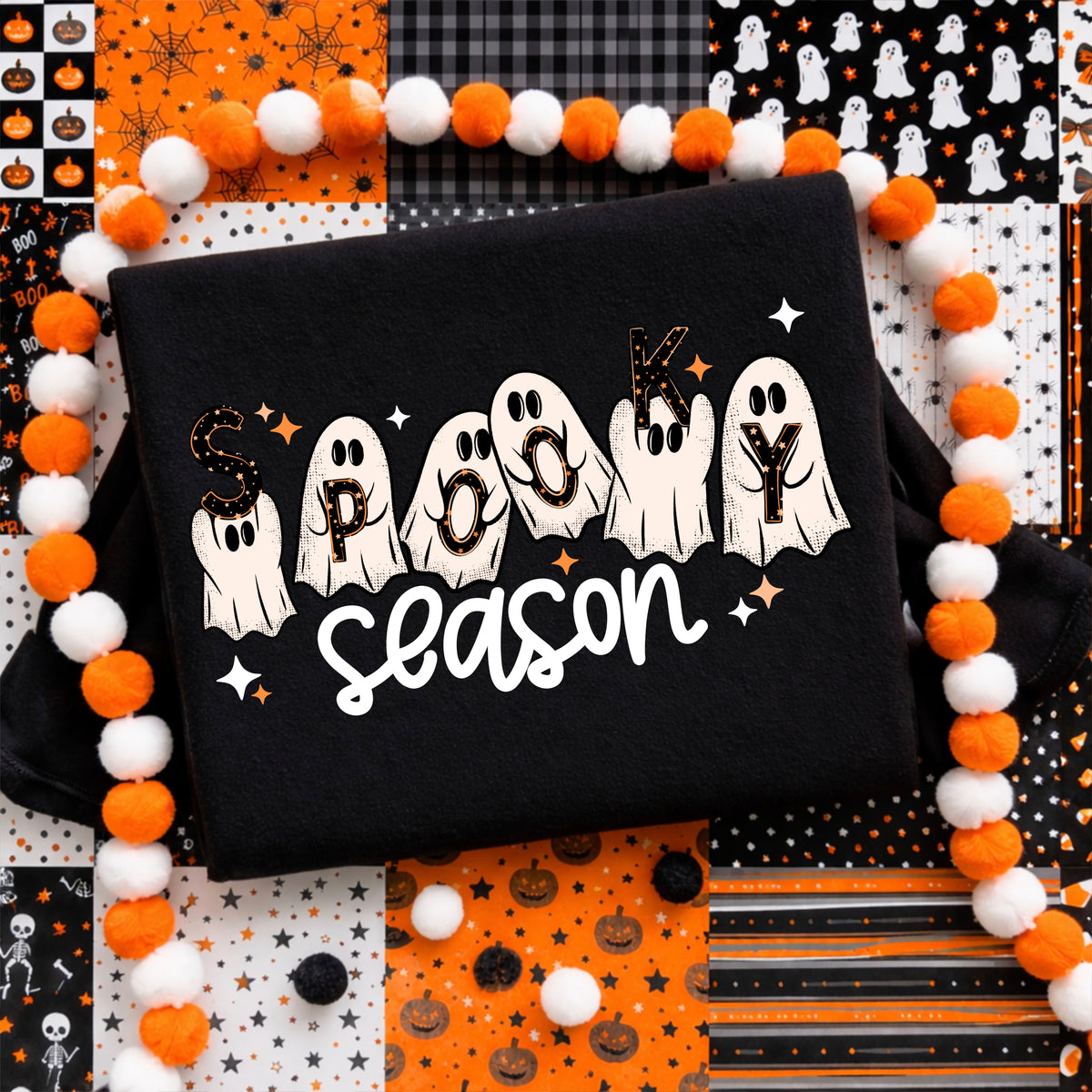 Ghosts holding spooky season not stacked (CSC) DTF Transfer