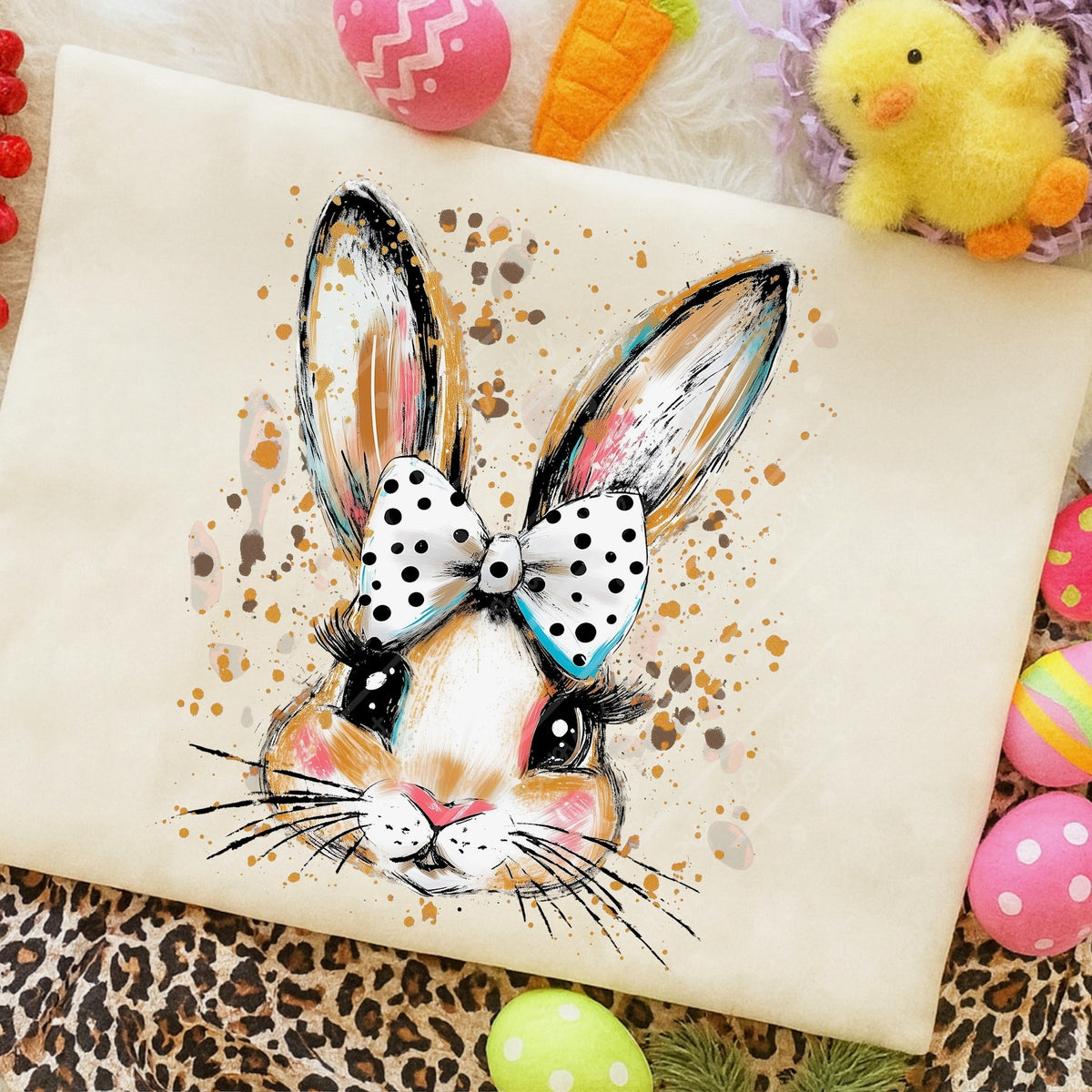 Bunny polkadot bow sunday special DTF transfer