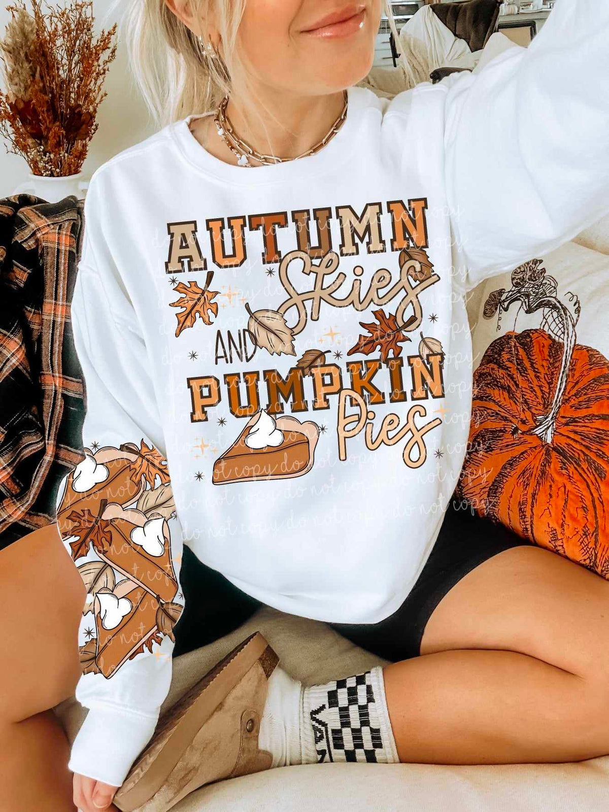 Autumn skies and pumpkin pies FRONT ONLY (MMD) 58864 DTF transfer