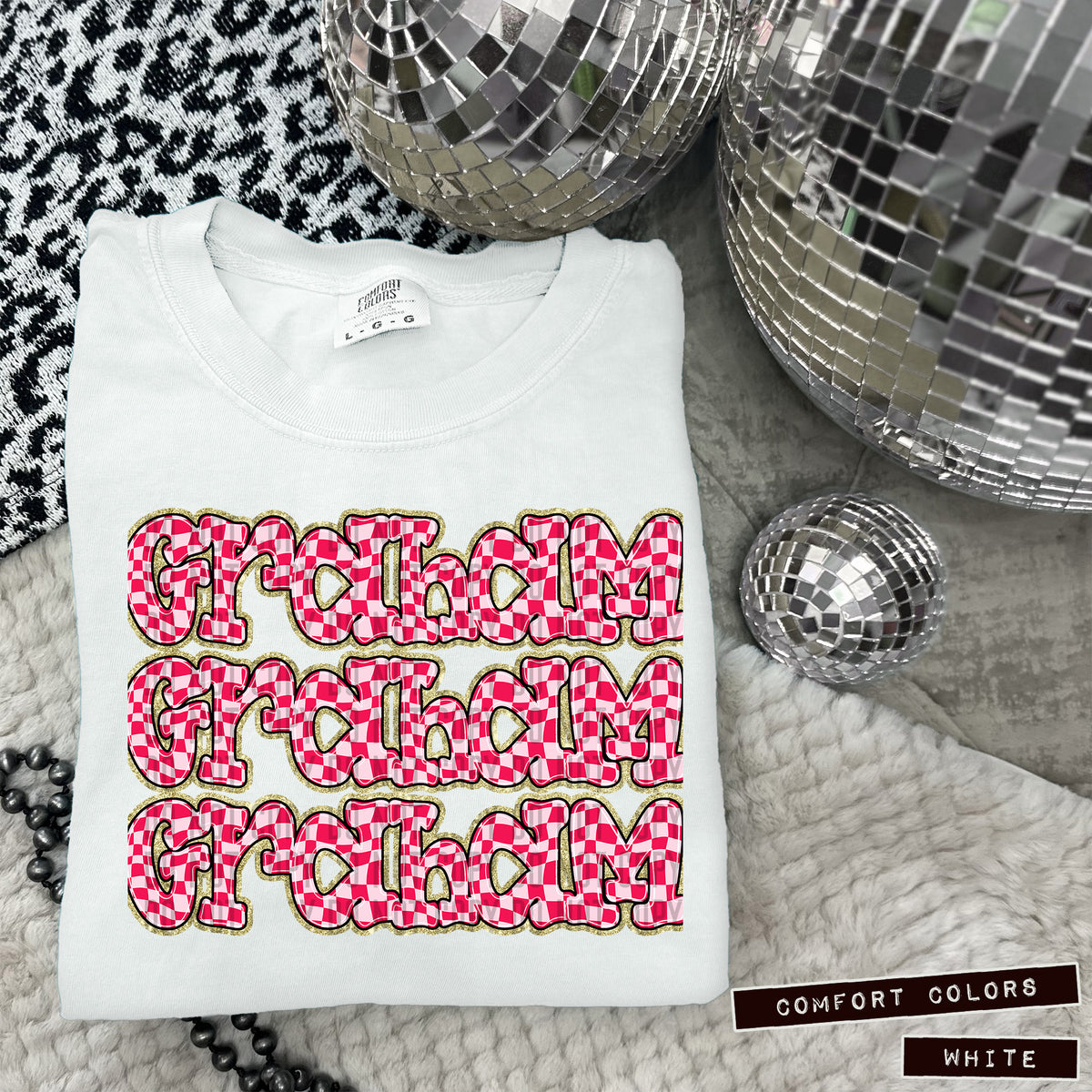 GRAHAM stacked pink checkered (Caplinger) DTF transfer