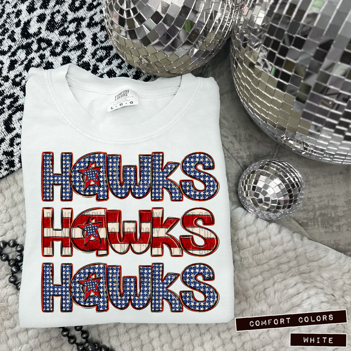 Hawks RWB stacked (Caplinger) DTF transfer