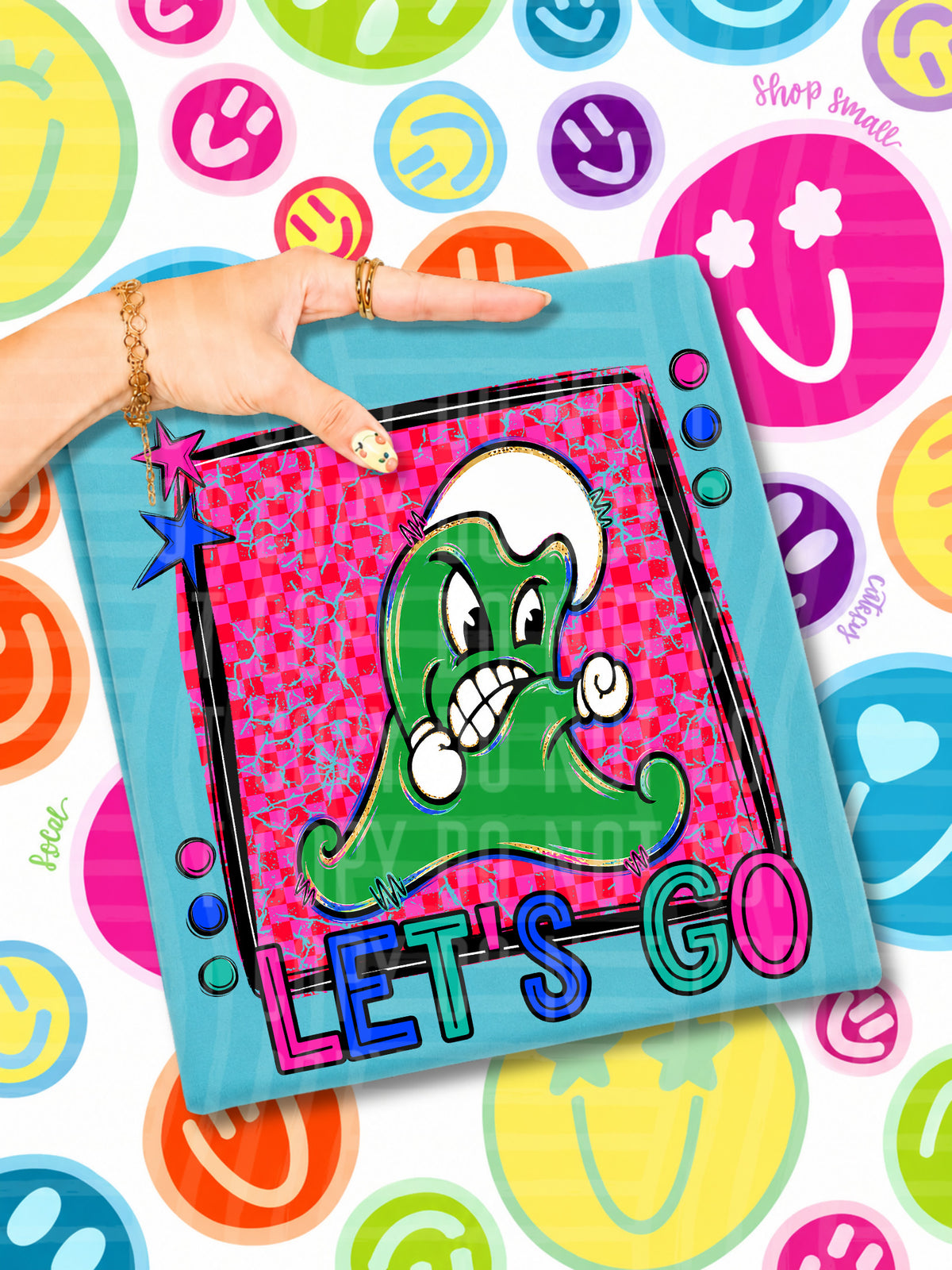 Lets go green waves candy mascots (Caplinger) DTF transfer