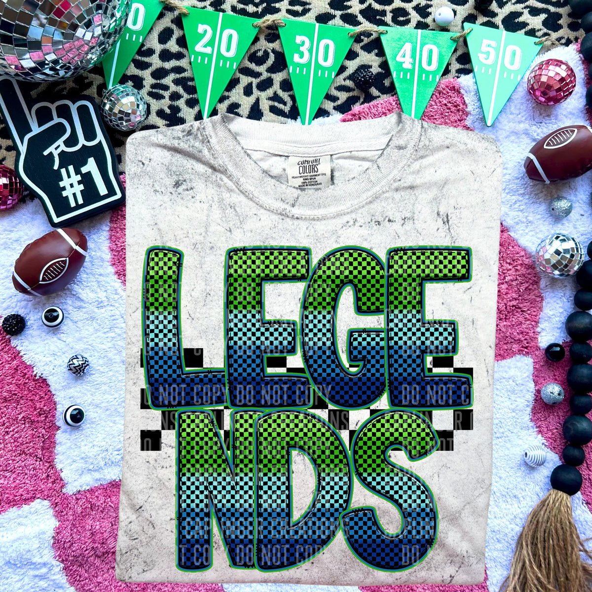 Legends Blue and Green Checkered (Caplinger) DTF transfer