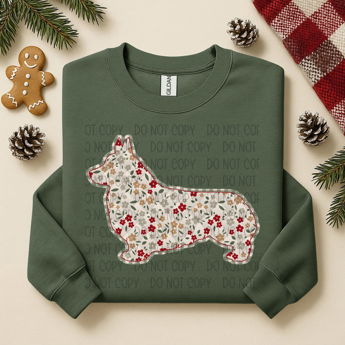 Corgi Docked Tail Floral (SWD) DTF TRANSFER