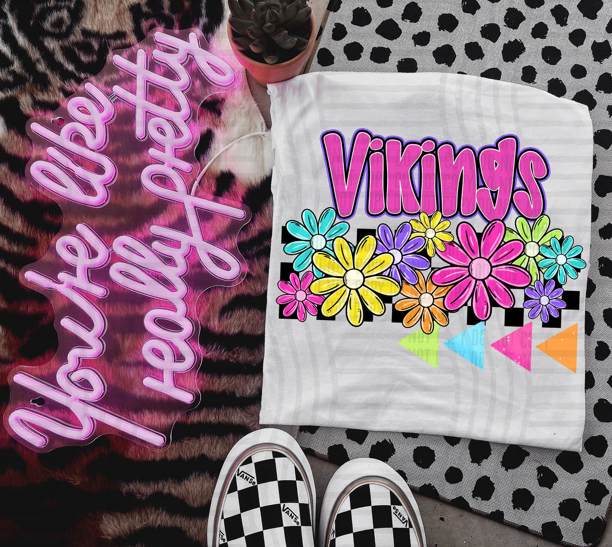 Vikings Neon Bright Floral (Caplinger) 101320 DTF transfer