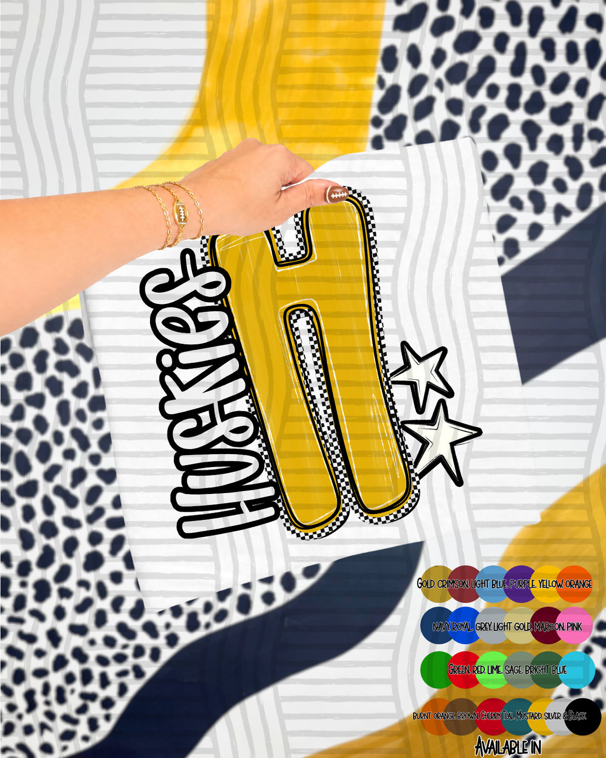 Huskies Checker Crush Yellow (Caplinger) DTF transfer