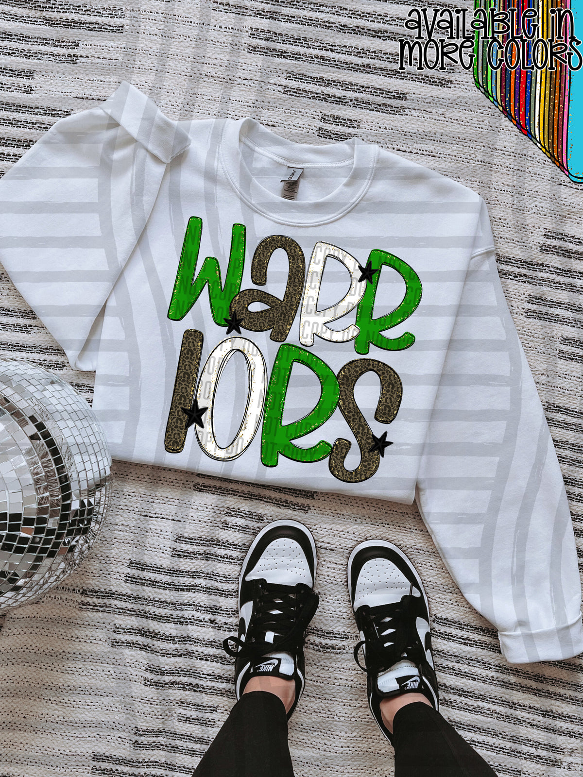 green, gray and white, warriors stacked (Caplinger) DTF Transfer
