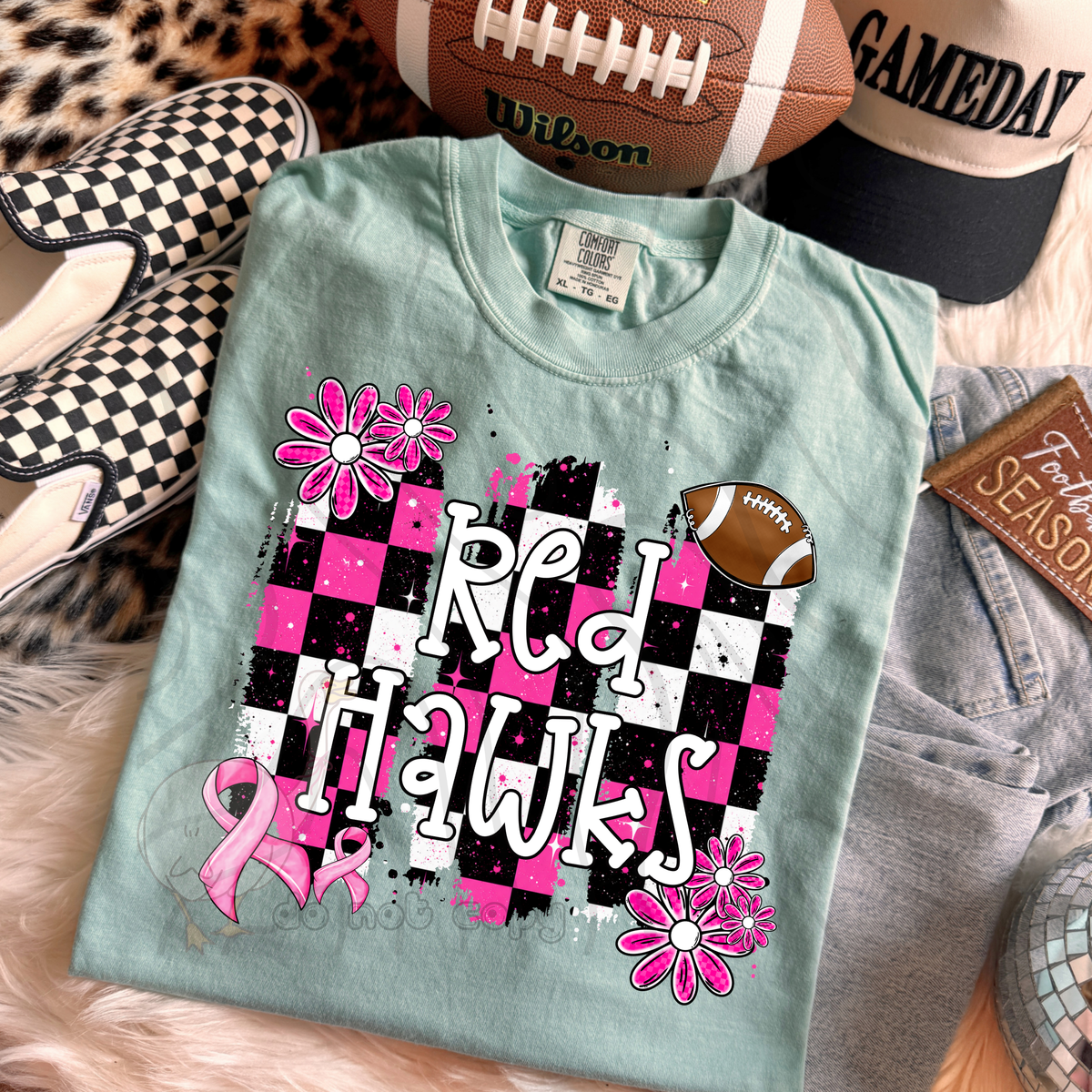 Red Hawks Pink Checker Mascot (DKD) DTF Transfers