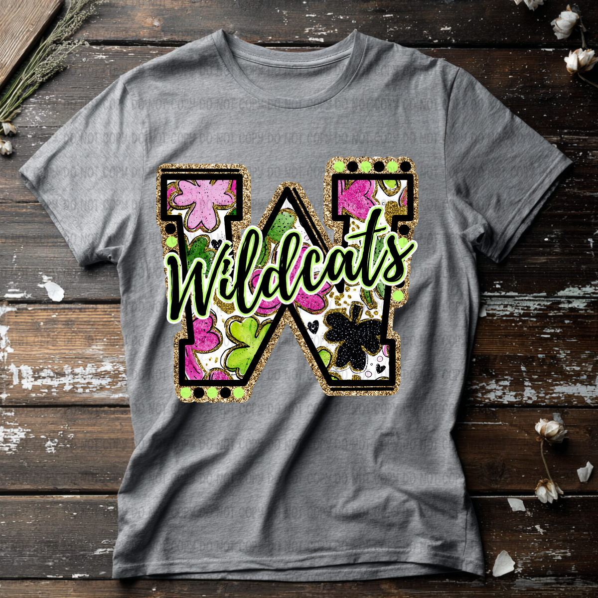 Wildcats letter St. Patrick's Day PINK (Revel) DTF Transfer