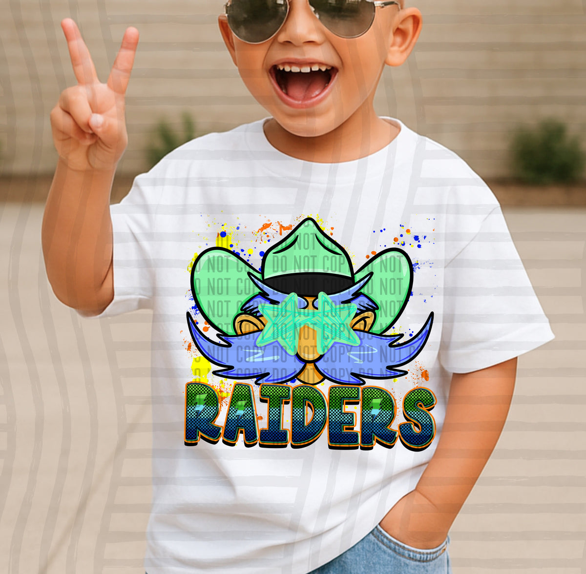 raiders paint splatter boy blue green and yellow (Caplinger) DTF Transfer