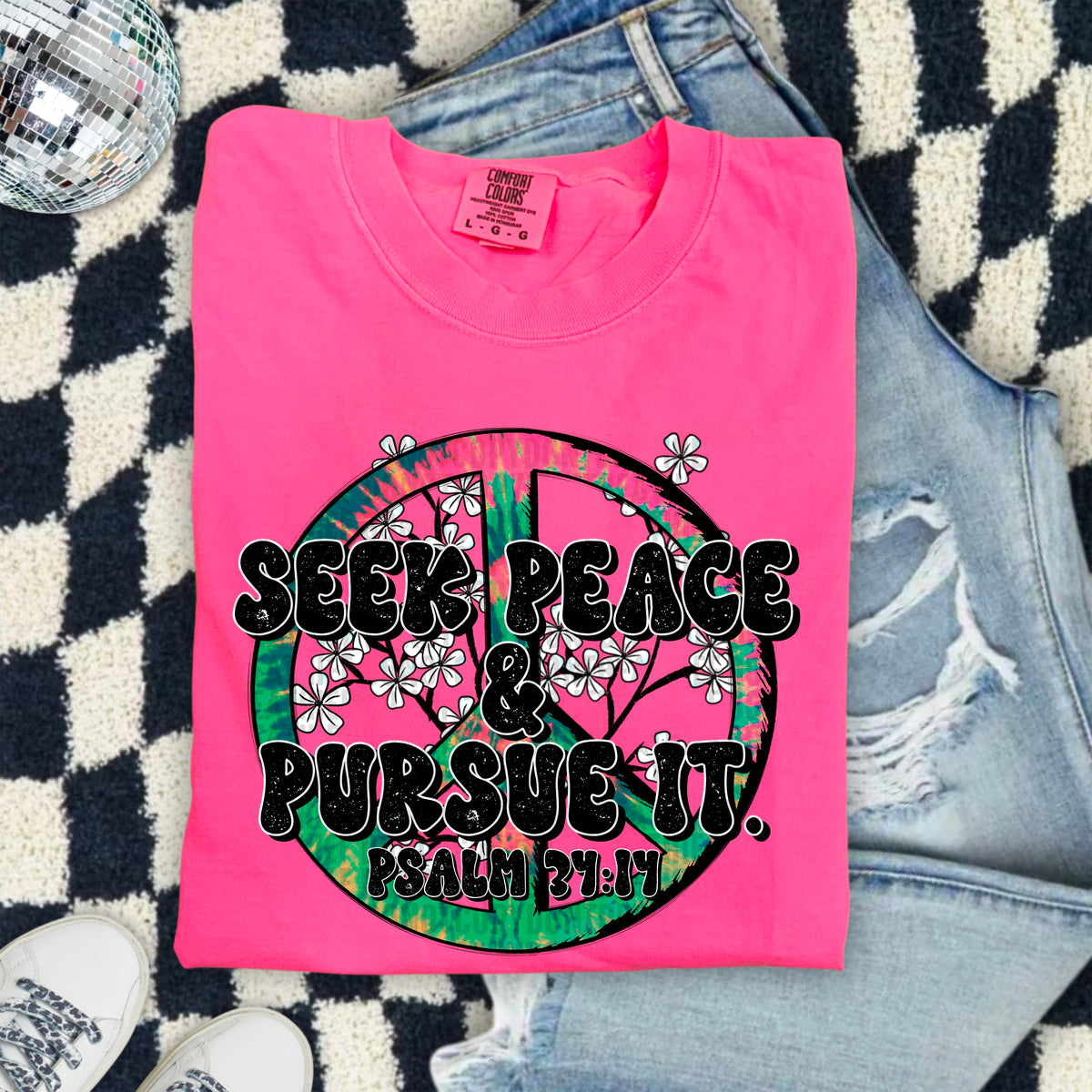 Seek peace & pursue it circle 103436 DTF transfer