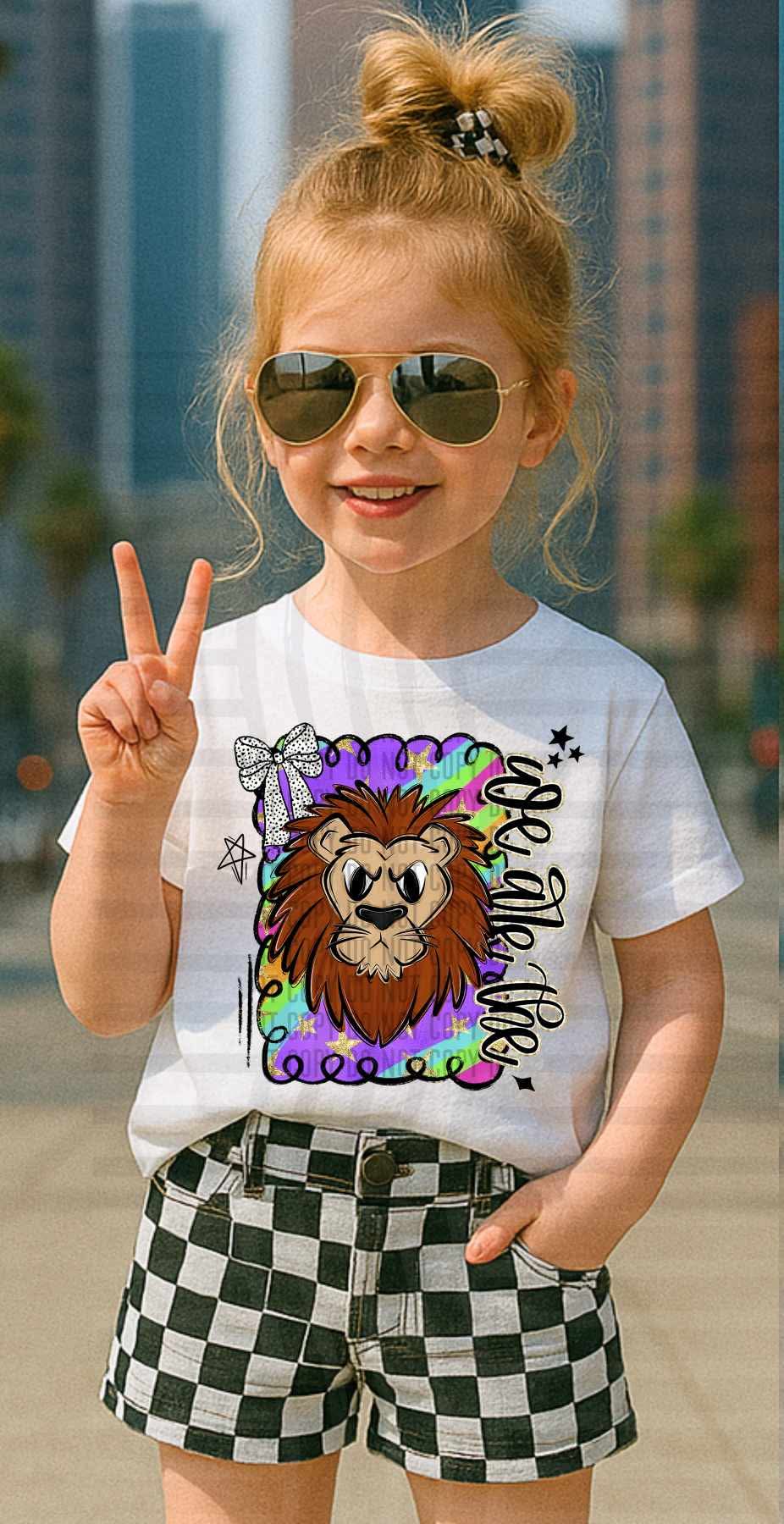 We are the Lions Preppy Swirl Mascots (Caplinger) DTF transfer