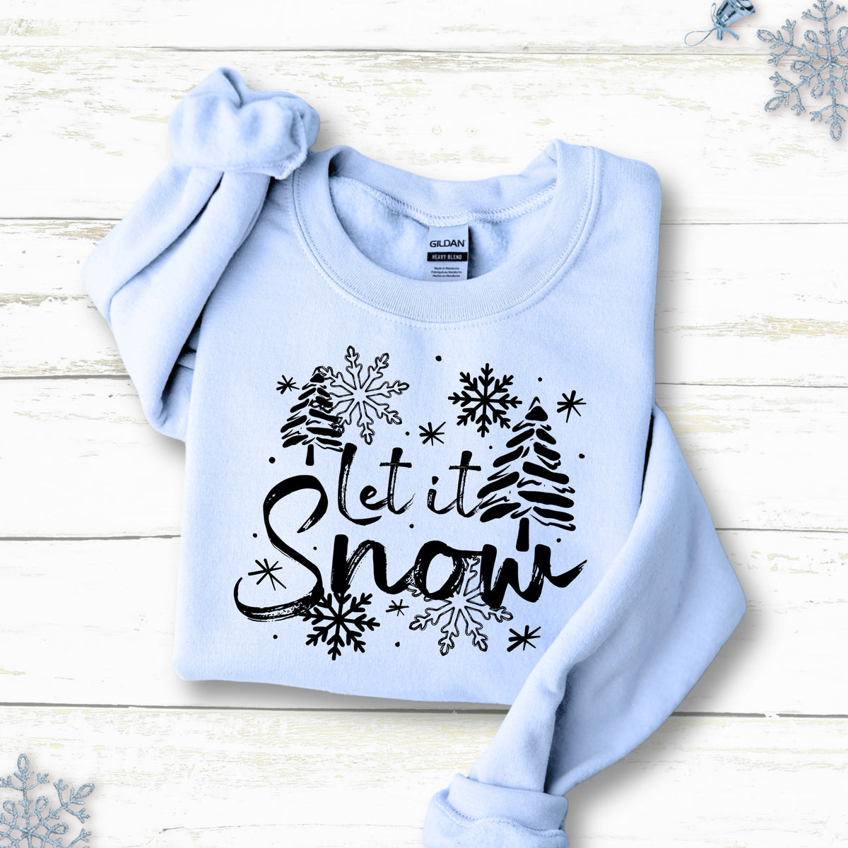 Let it snow with trees (black) (csc) DTF Transfer