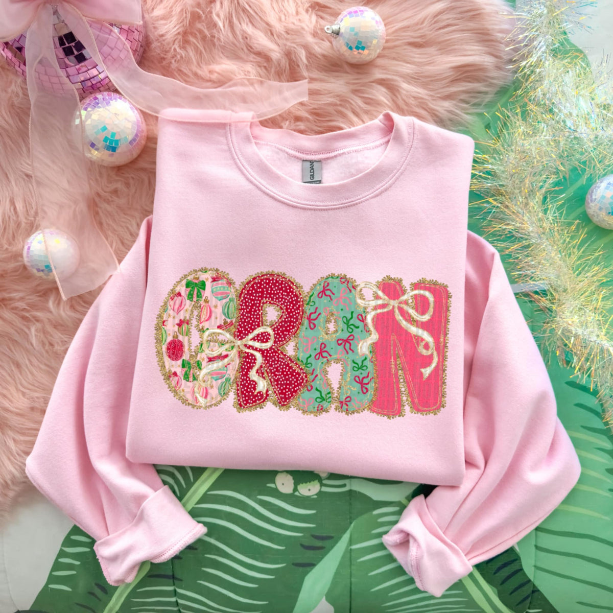 Gran Christmas font and bows SDD DTF Transfer