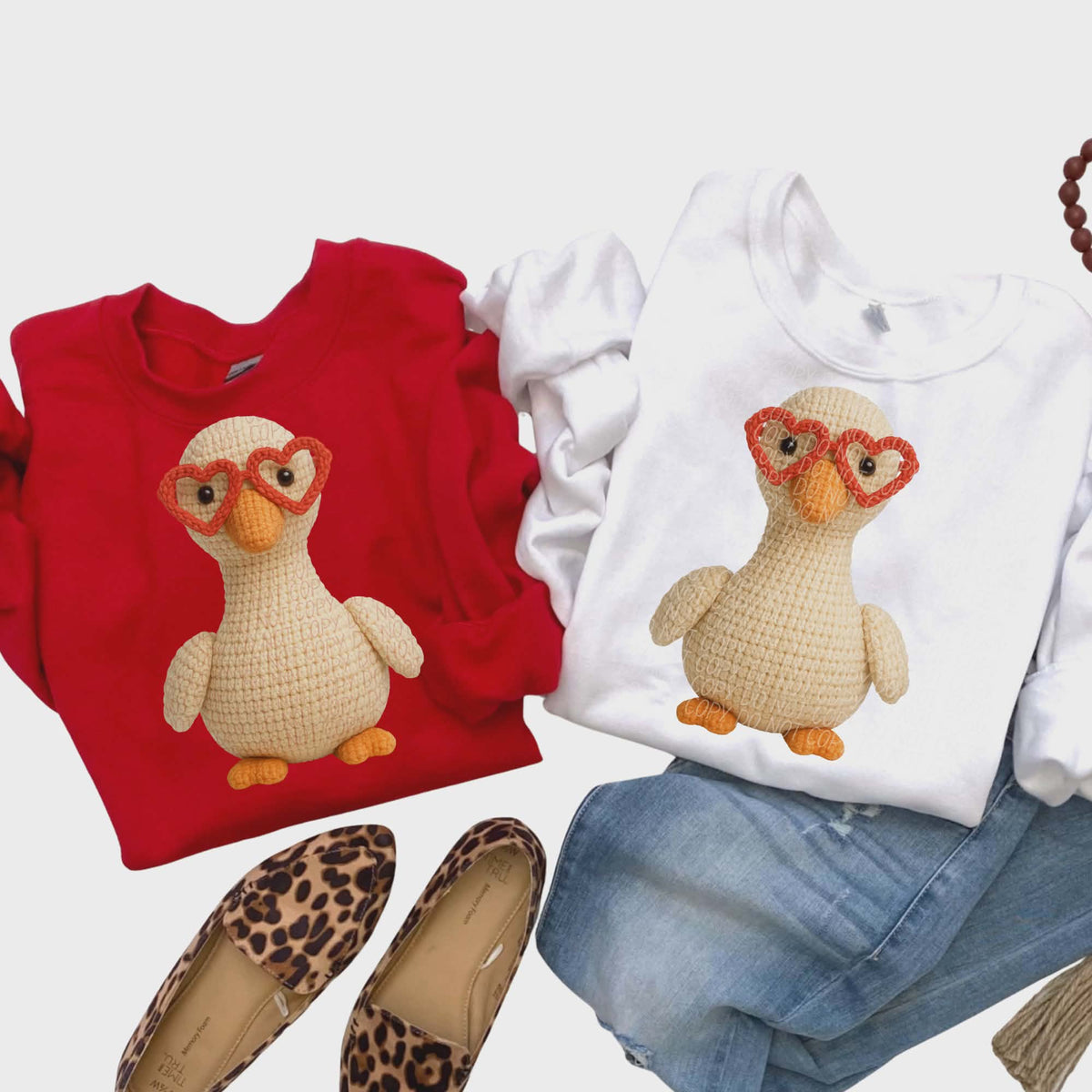 Faux crochet goose (city) DTF transfer