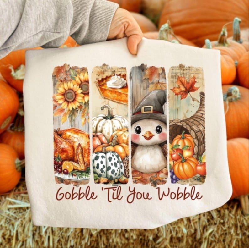 Gobble till you wobble brushstrokes  DTF transfer