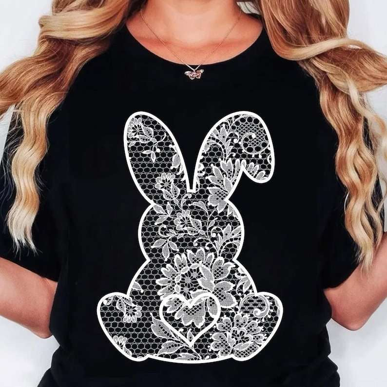 White lace bunny 84366 DTF transfer