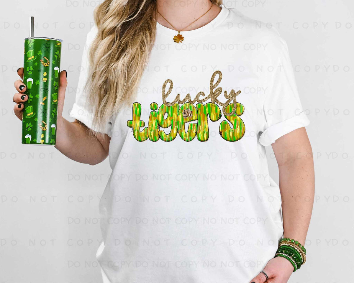 Lucky tigers green brushstroke (Caplinger) 80006 DTF transfer