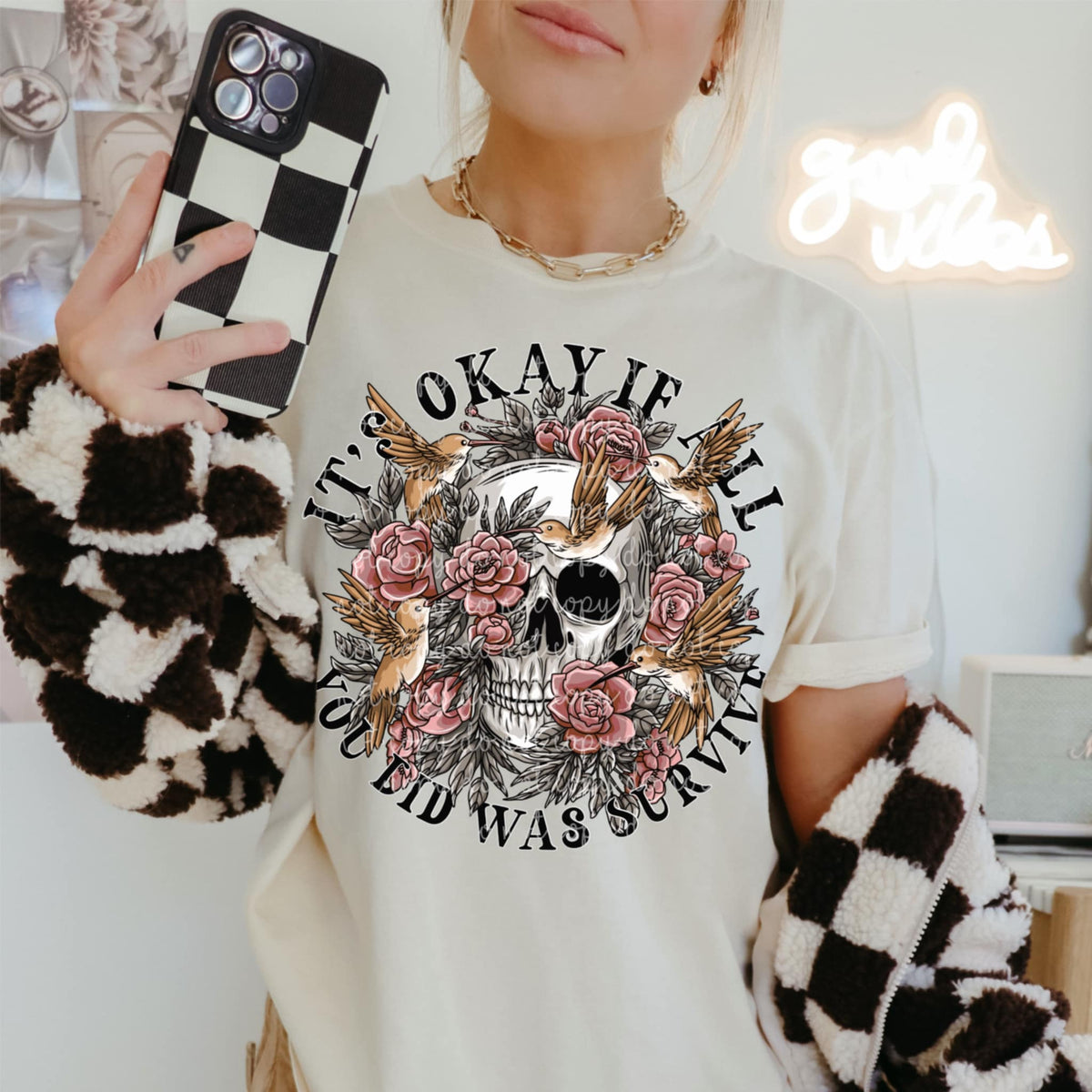 It’s okay if all you did was survive pink flowers (MMD) 85267 DTF transfer