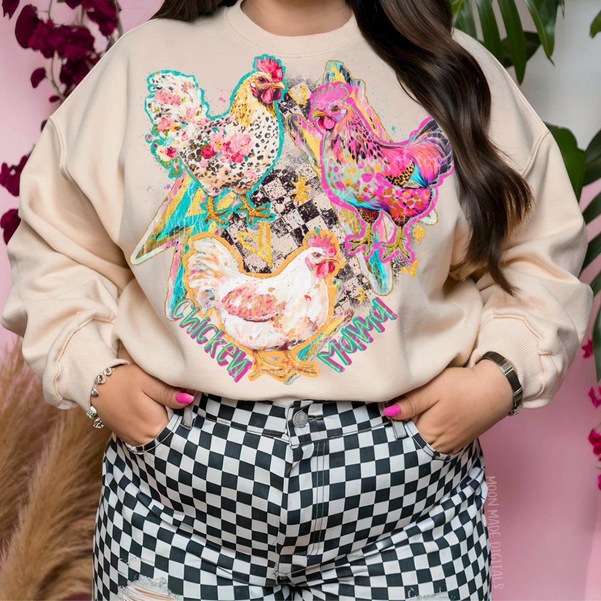 Chicken mama retro chickens (MMD) 96466 DTF transfer