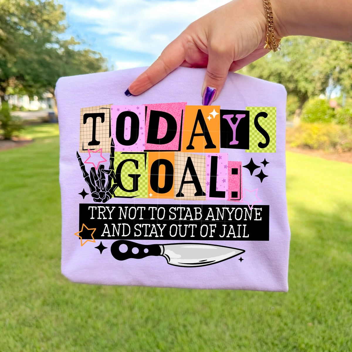 Today’s goal stay out of jail (black) (csc) DTF Transfer