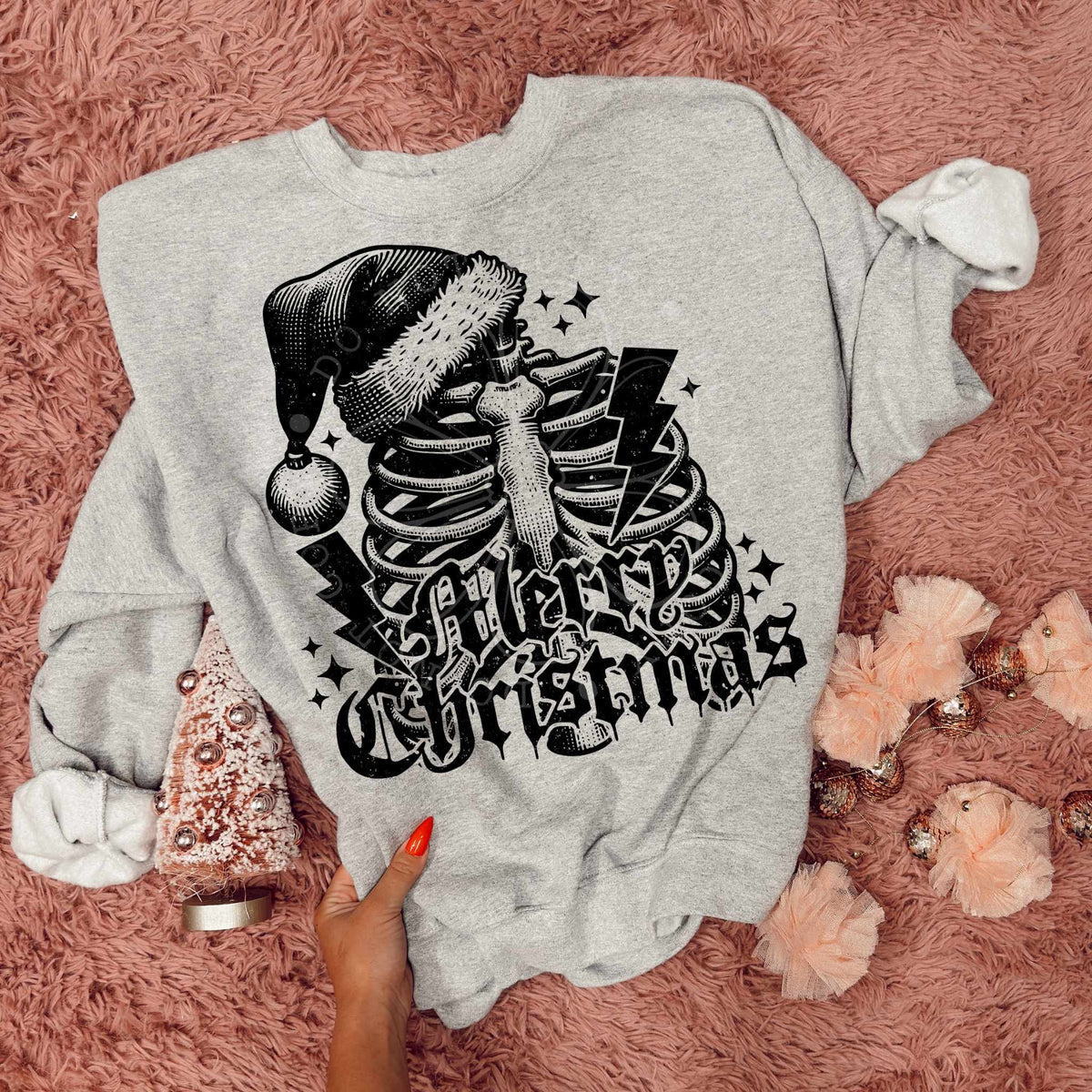Merry Christmas ribs BLACK 64393 DTF transfer