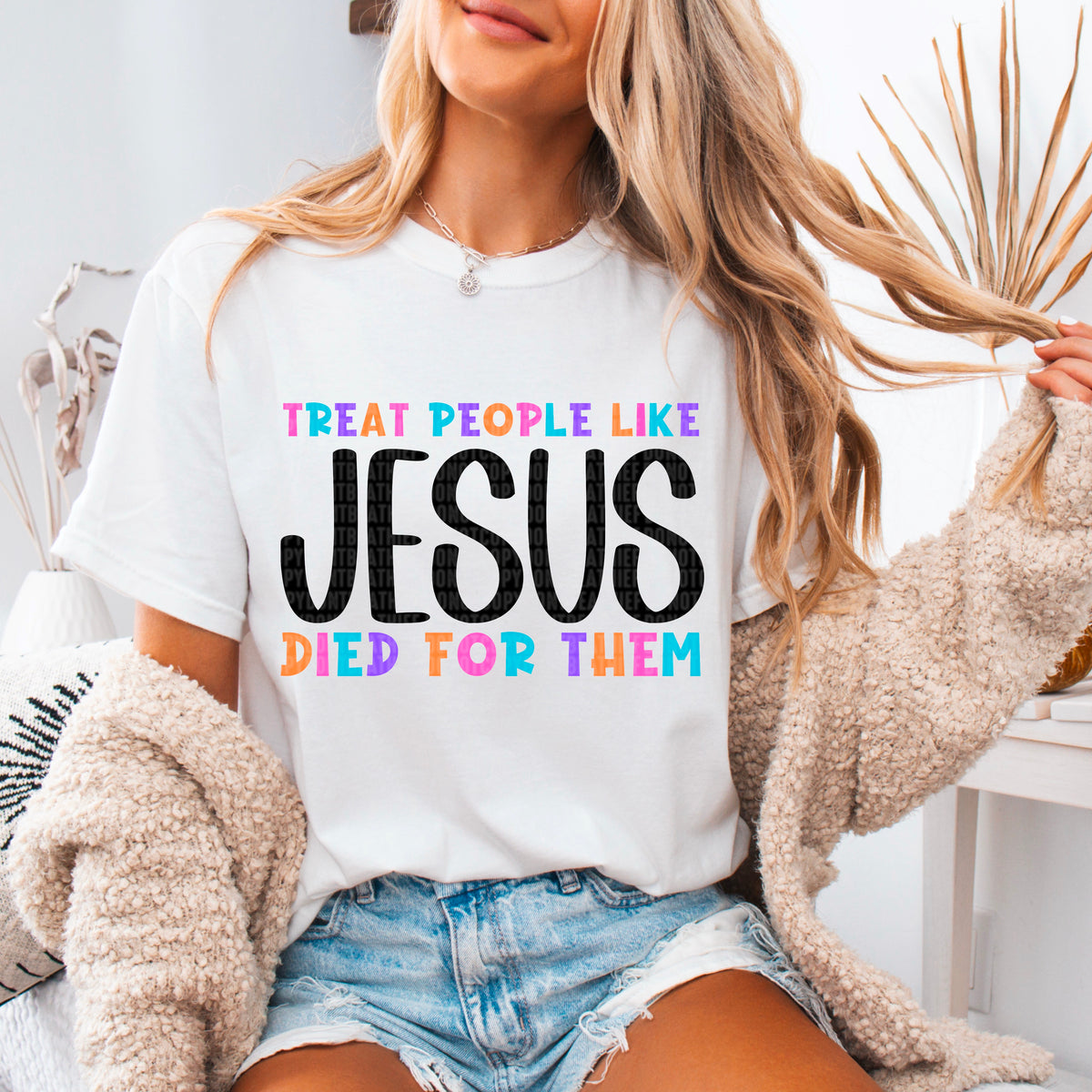 Treat people like Jesus does for them colorful and black 91651 DTF transfer