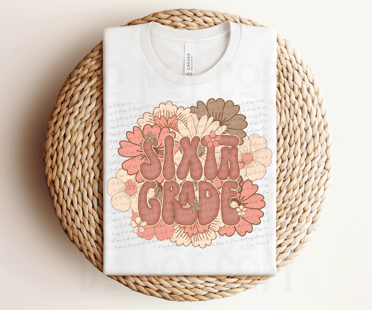Sixth Grade (pastel florals) 30881 DTF transfer