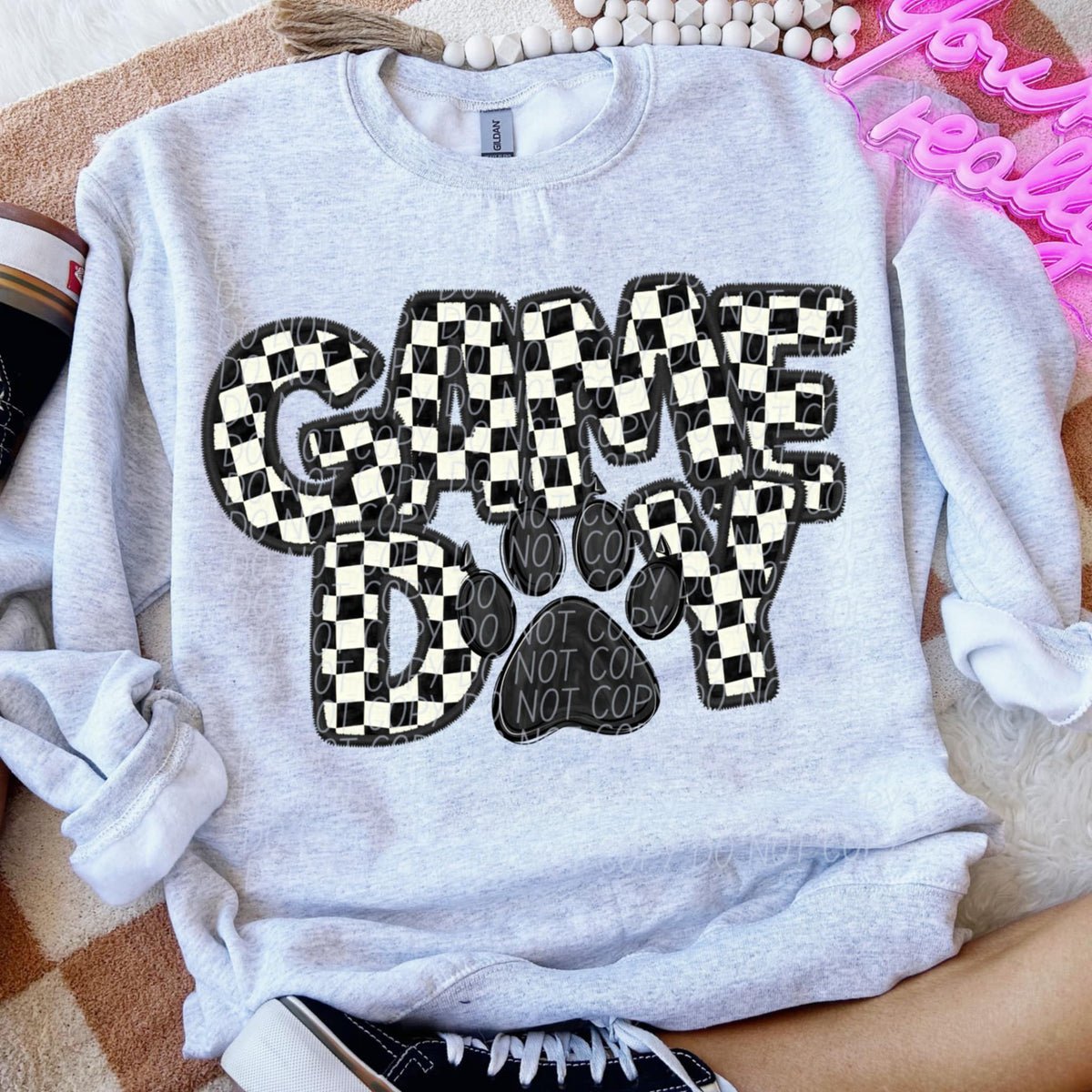 Game day paw checkered (CITY) 91286 DTF transfer