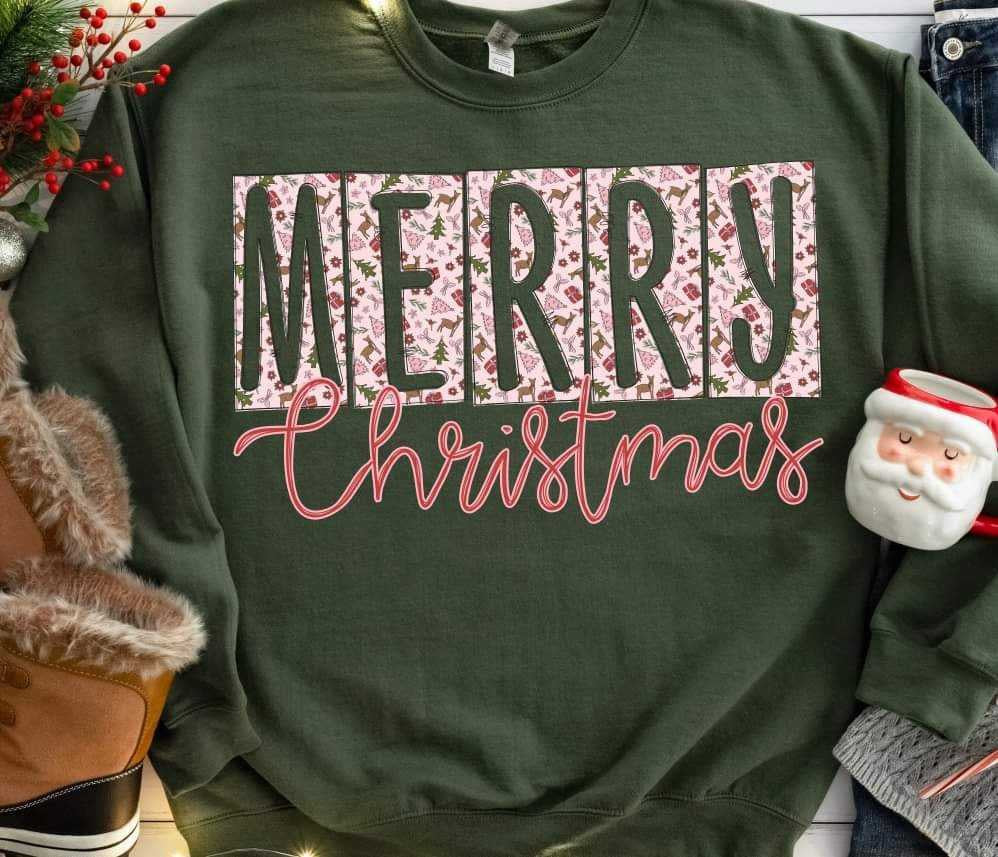 Merry Christmas block letters (S&G) 70375 DTF transfer