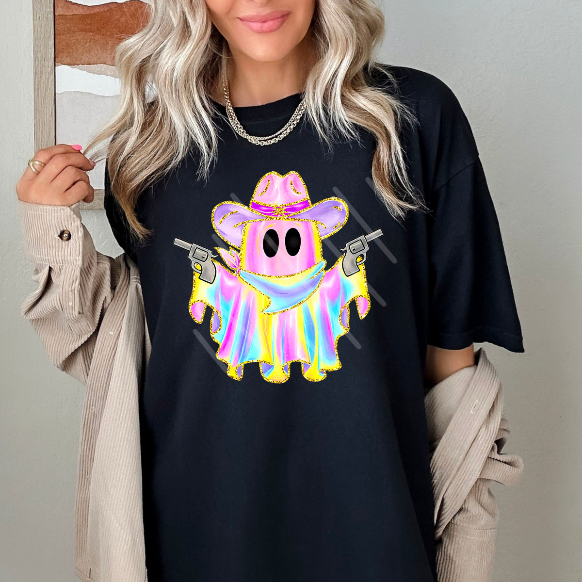 Western Iridescent Ghost Pew Pew 110861 DTF transfer