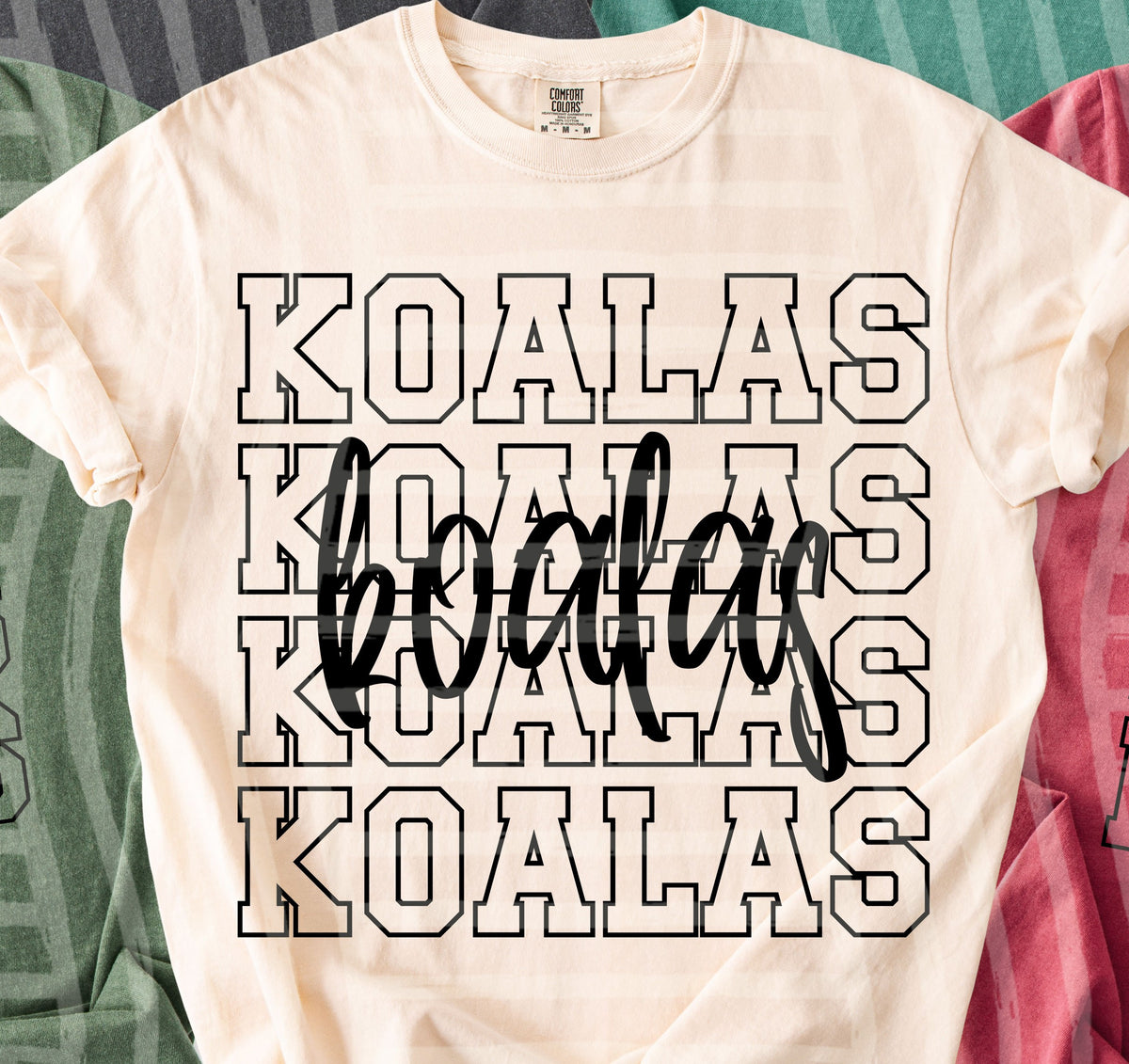 koalas simple stacked outlines (Caplinger) DTF Transfer
