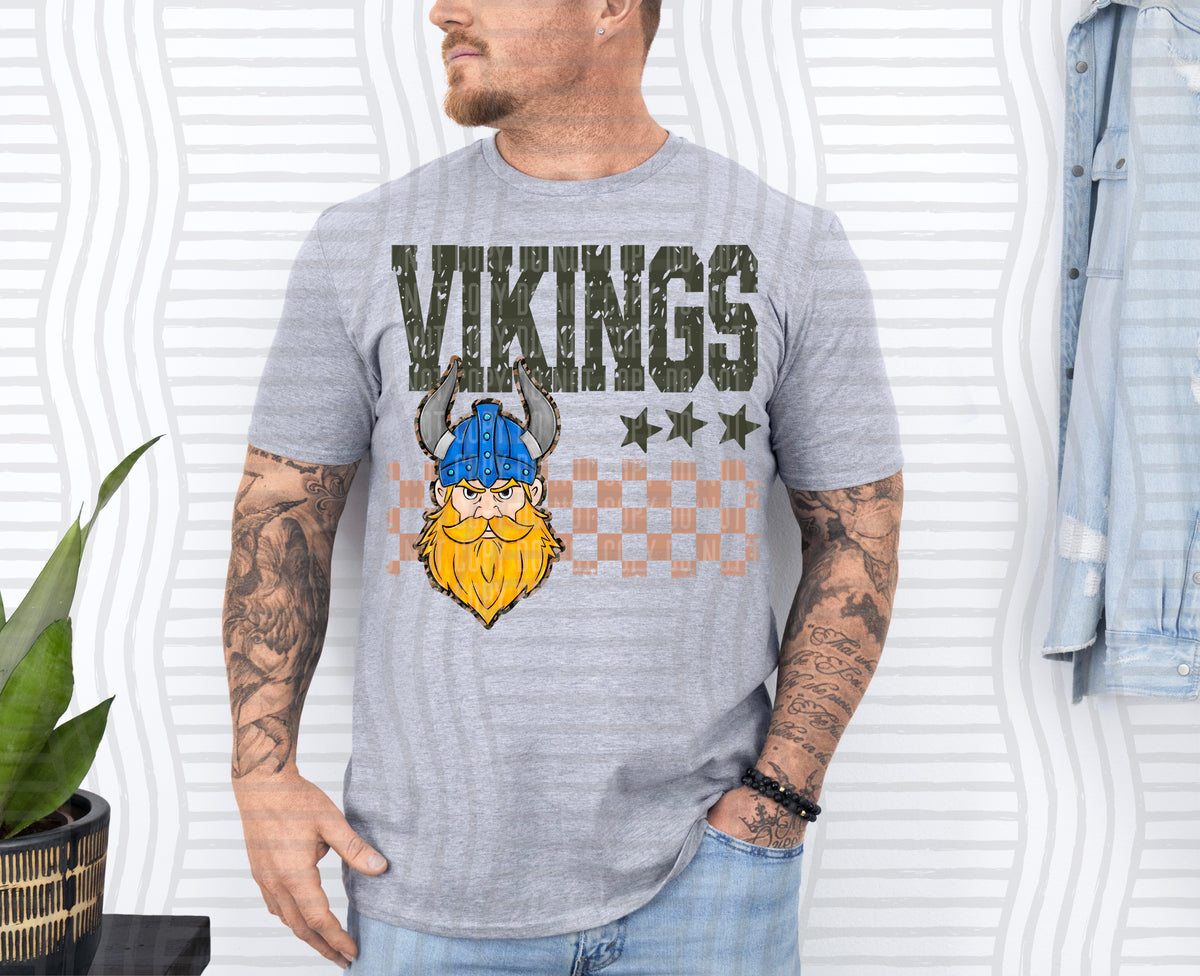 Vikings Blue Tan Checker (Caplinger) DTF Transfers